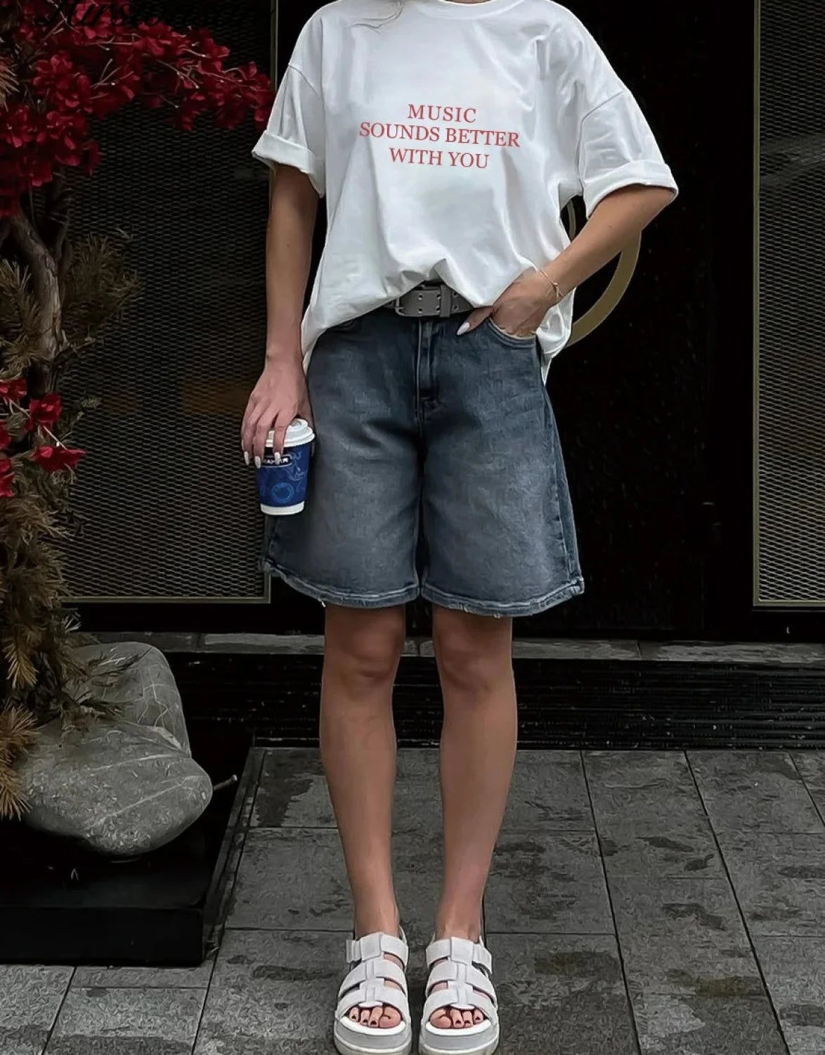Vintage Chic Letter Printed T Shirt