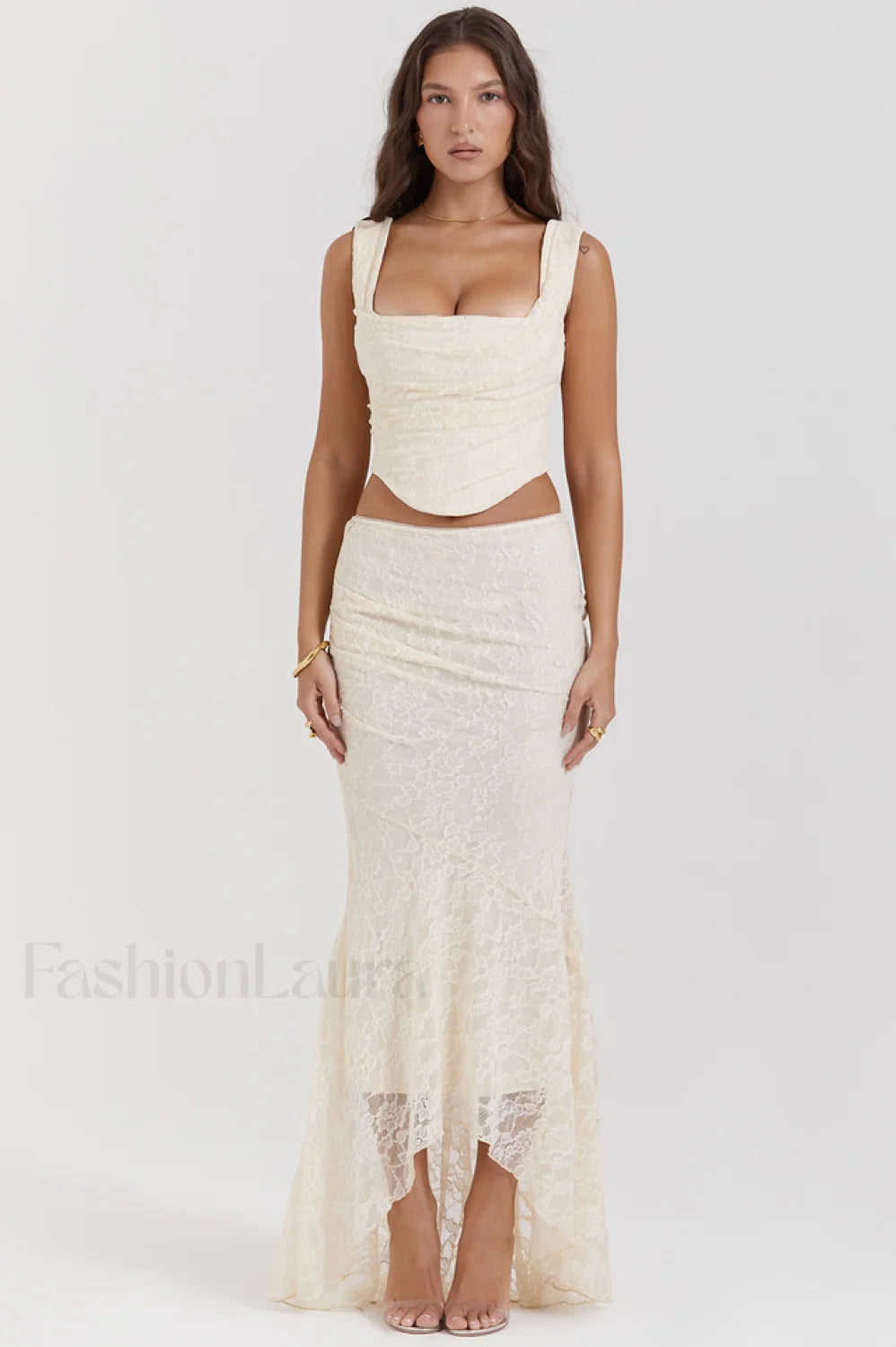 Vintage Cream Corset Charming + Lace Skirt Set Secondary image
