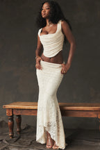 Vintage Cream Corset Charming + Lace Skirt Set