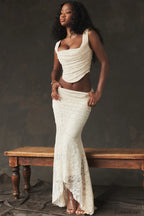 Vintage Cream Corset Charming + Lace Skirt Set