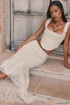 Vintage Cream Corset Charming + Lace Skirt Set