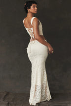 Vintage Cream Corset Charming + Lace Skirt Set