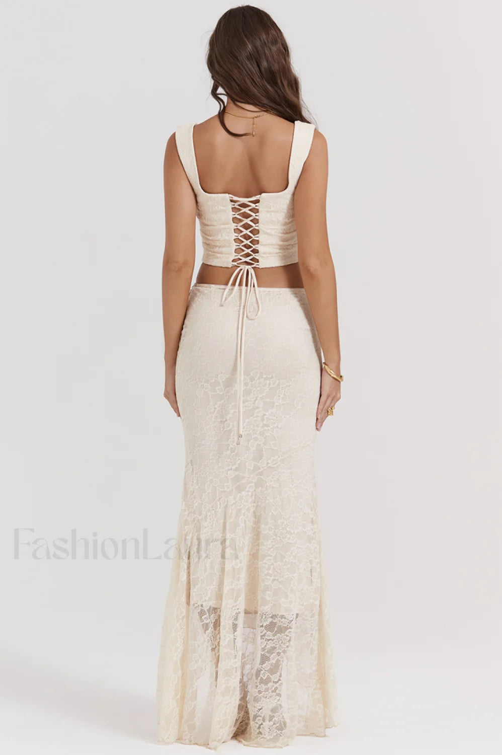 Vintage Cream Corset Charming + Lace Skirt Set