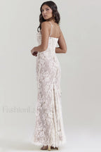 Vintage Cream White Charming Lace Maxi Dress
