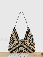 Vintage Crochet Macrame Shoulder Bag Black / One Size Bag