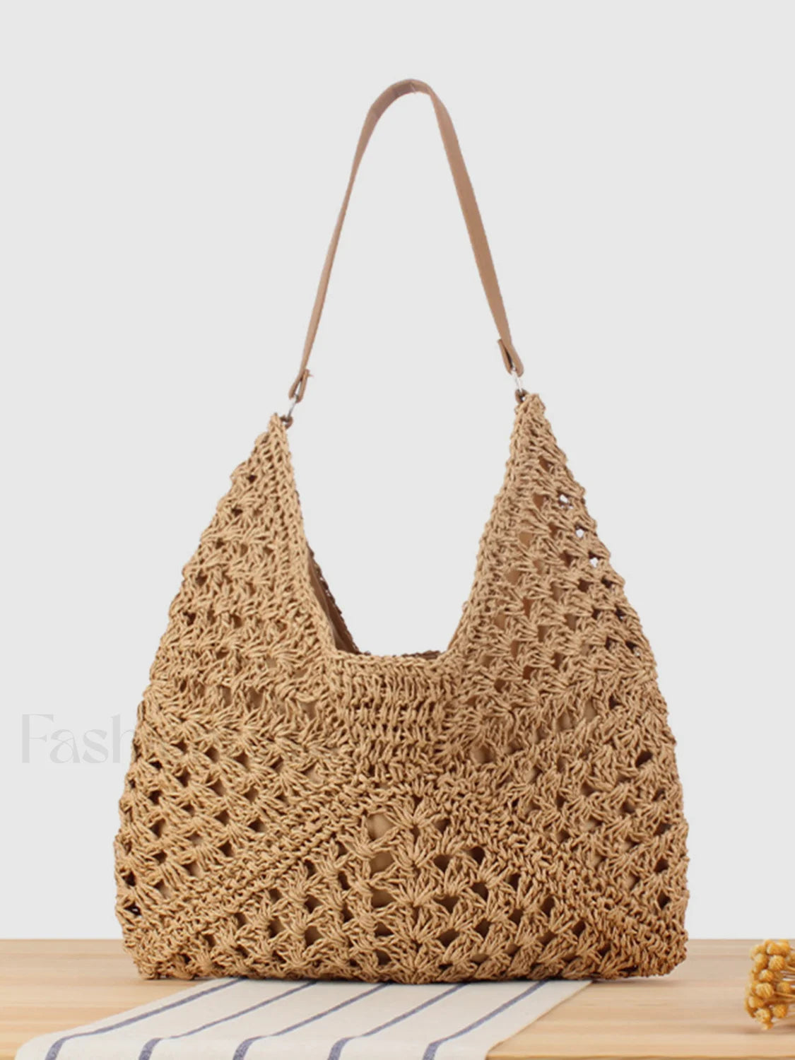 Vintage Crochet Macrame Shoulder Bag Khaki / One Size Bag