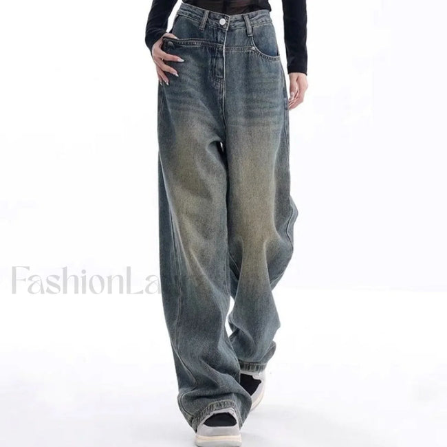 Vintage Dark Wash Trendy High Waist Boyfriend Jeans women clothing Main image