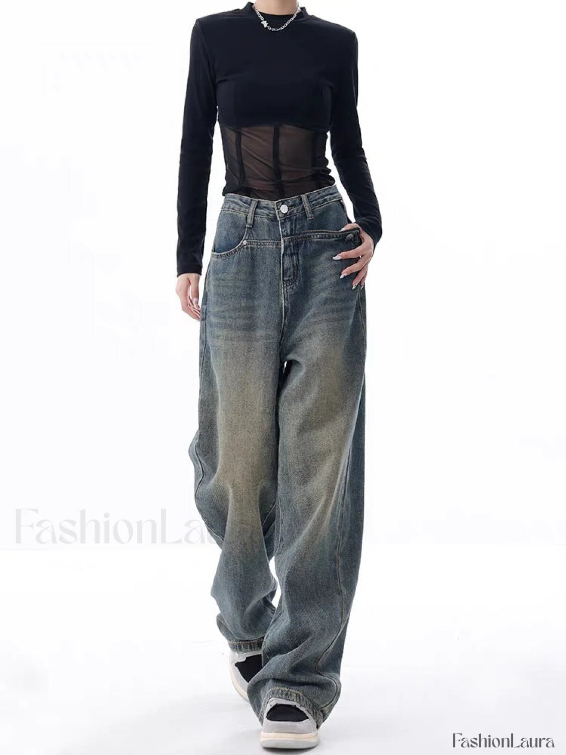 Vintage Dark Wash Trendy High Waist Boyfriend Jeans women clothing