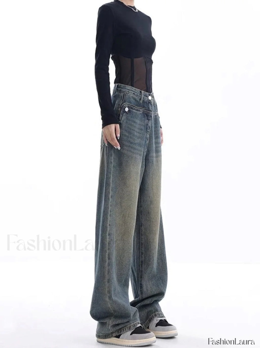Vintage Dark Wash Trendy High Waist Boyfriend Jeans women clothing