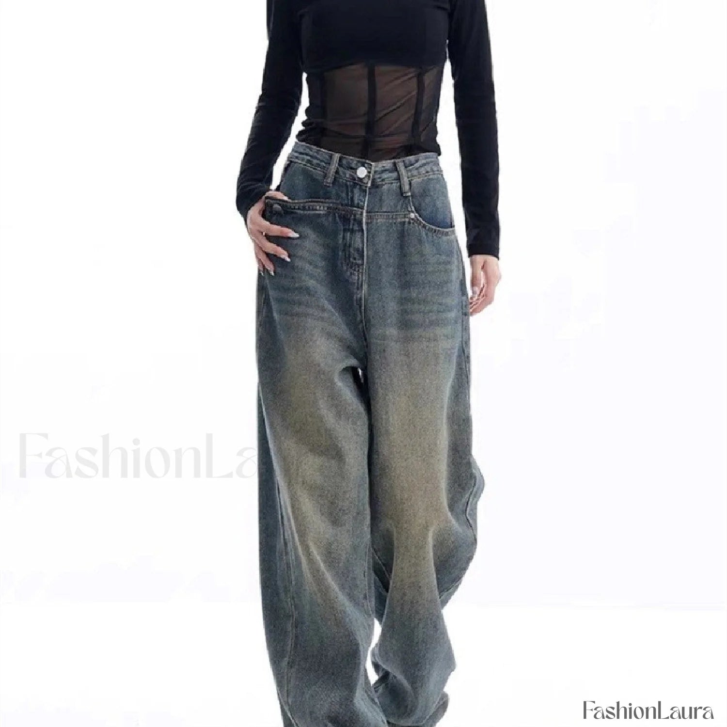 Vintage Dark Wash Trendy High Waist Boyfriend Jeans women clothing