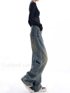 Vintage Dark Wash Trendy High Waist Boyfriend Jeans women clothing