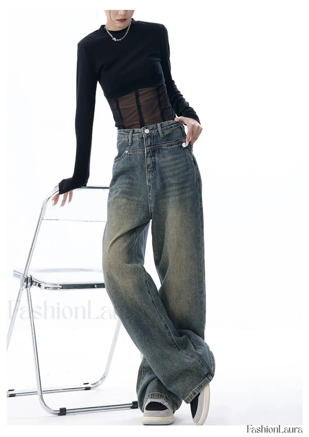 Vintage Dark Wash Trendy High Waist Boyfriend Jeans women clothing