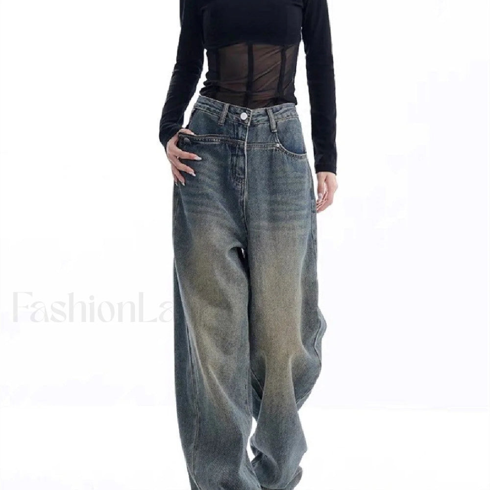 Vintage Dark Wash Trendy High Waist Boyfriend Jeans women clothing