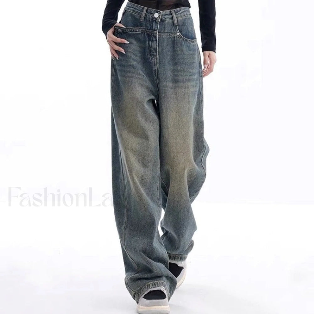 Vintage Dark Wash Trendy High Waist Boyfriend Jeans women clothing