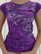 Vintage Floral Baby Tee Purple / S Tops&Tees