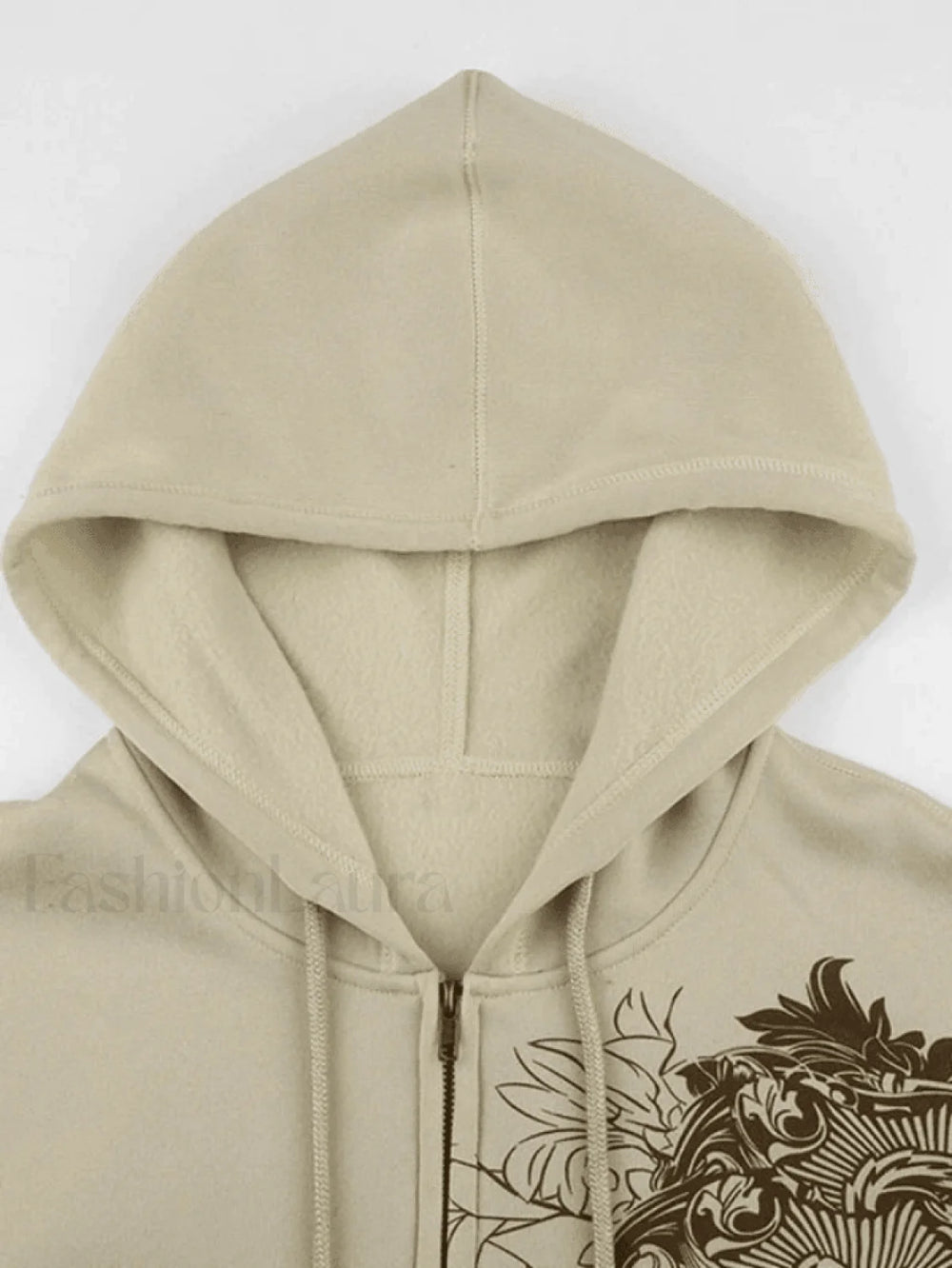 Vintage Floral Graphic Zip Up Hoodie Sweatshirts & Hoodies L