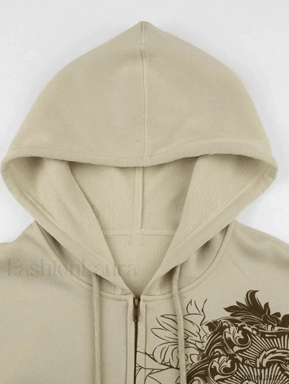 Vintage Floral Graphic Zip Up Hoodie Sweatshirts & Hoodies L