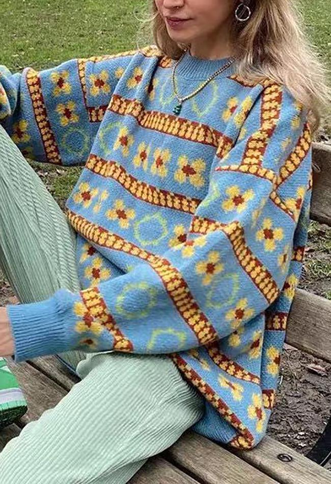 Vintage Floral Jumper Sweater Sweaters