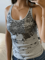 Vintage Floral Star Print Tank Top Tops&Tees