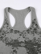 Vintage Floral Star Print Tank Top Tops&Tees