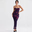 Vintage Flower Print Mesh Panel Lace Up Back Slip Maxi Dress Black S / Black Formal Dresses