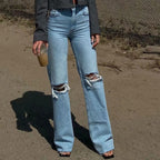 Vintage High Waist Cut Out Frayed Straight Leg Jeans Light Blue S / Light Blue Jeans