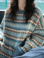 Vintage Jacquard Crew Neck Sweater Green / ONE SIZE Sweaters