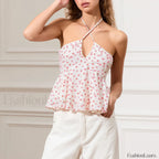 Vintage Keyhole Halter Crop Top