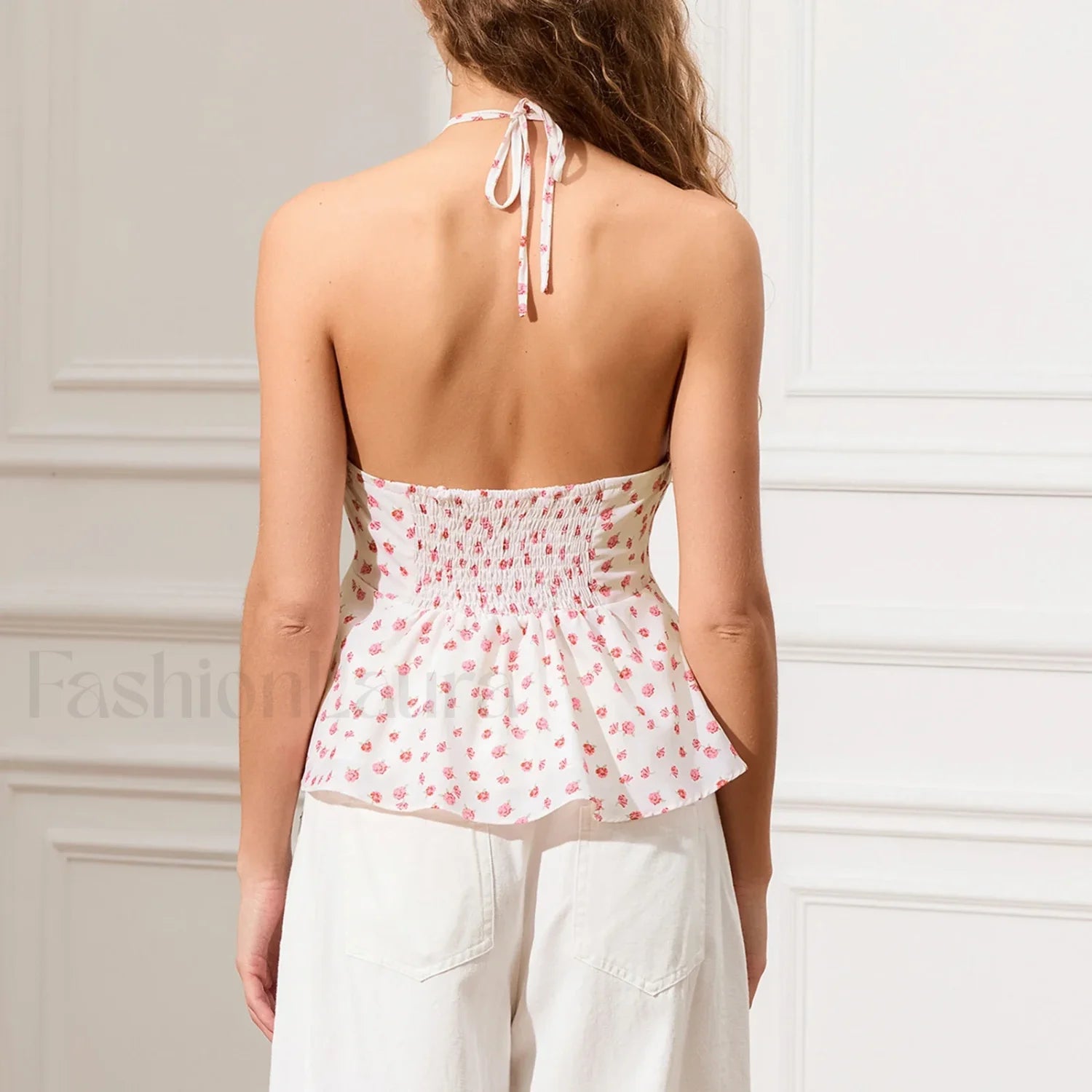 Vintage Keyhole Halter Crop Top Secondary image