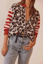 Vintage Leopard Print Knit Cardigan