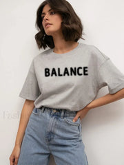 Vintage Letter Printed T Shirt Beige Grey / M