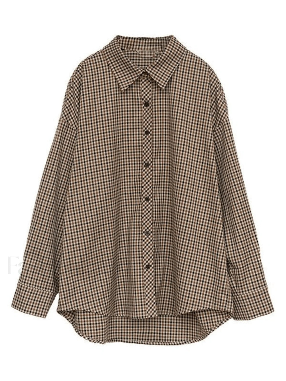 Vintage Long Sleeve Checkered Blouse Shirts