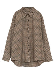 Vintage Long Sleeve Checkered Blouse Shirts