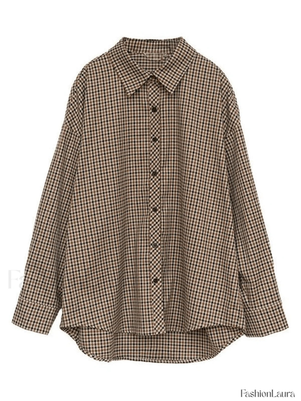Vintage Long Sleeve Checkered Blouse Shirts