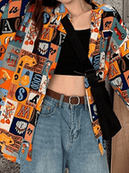 Vintage Mixed Print Long Sleeve Blouse Shirts