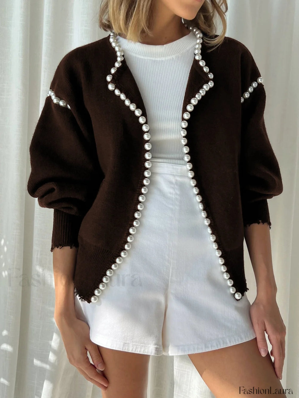 Vintage Pearl Graceful Edge Cardigan Sweaters L
