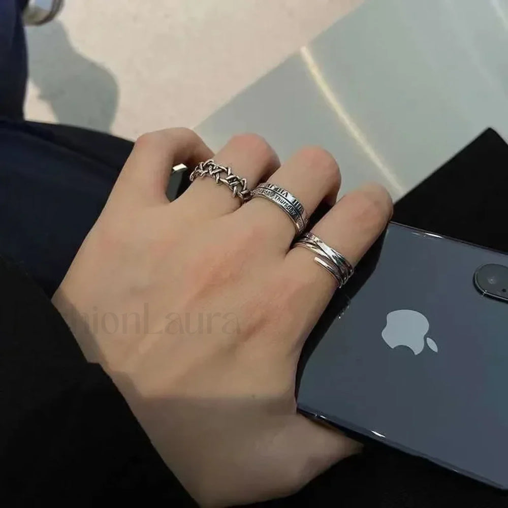 Vintage Pink Roman Cool Hip Hop Twist Geometry Open Fashion Gifts Ring