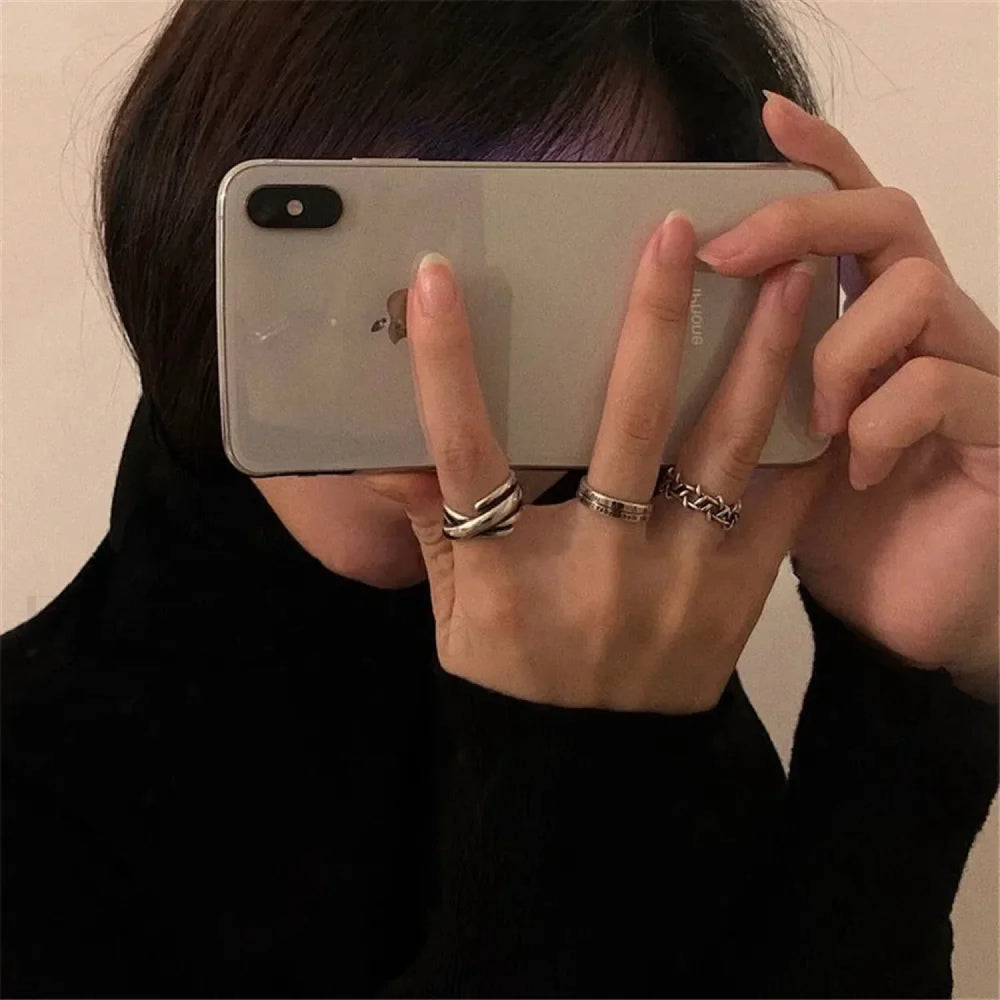 Vintage Pink Roman Cool Hip Hop Twist Geometry Open Fashion Gifts Ring