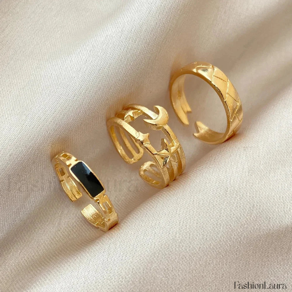 Vintage Pink Roman Cool Hip Hop Twist Geometry Open Fashion Gifts Ring Gold