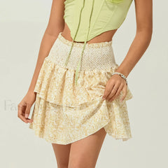 Vintage Shirred Floral Cake Skirt