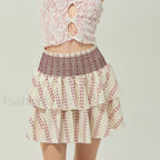 Vintage Shirred Floral Cake Skirt MULTI / S