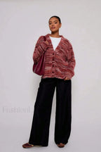 Vintage Stripe V neck Knit Cardigan