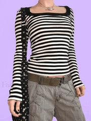 Vintage Striped Long Sleeve Tee Tops&Tees