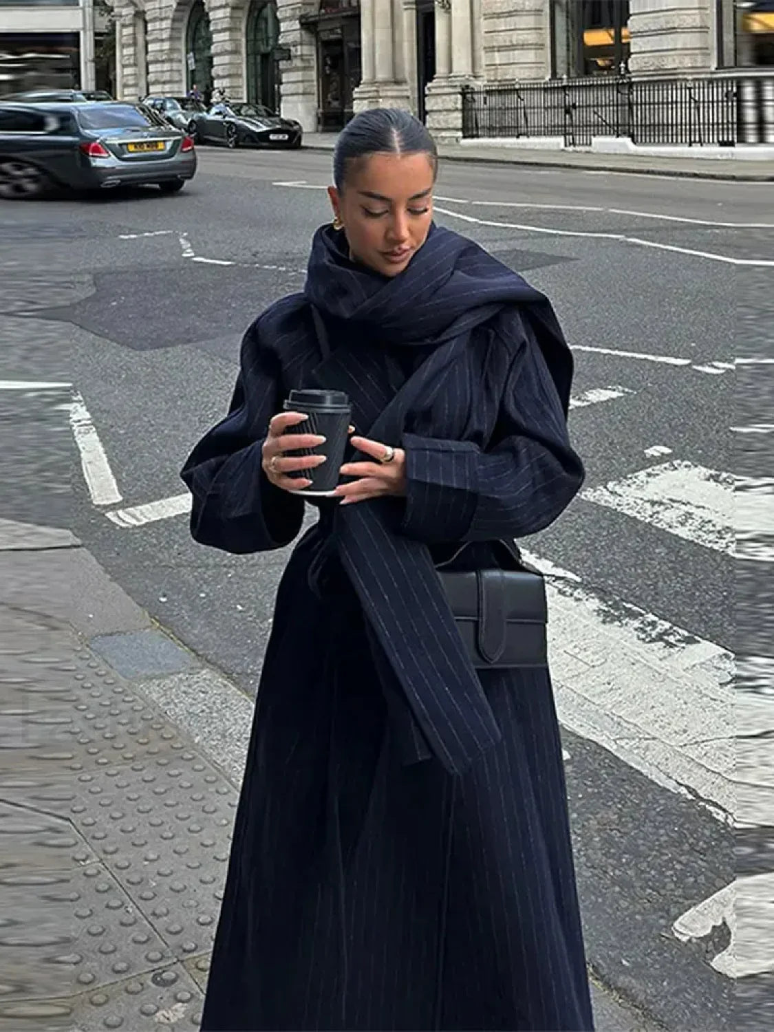 Vintage Striped Long Trench Coats Women Casual Loose Single Button Overcoats Main image