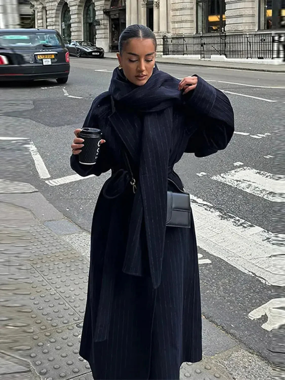 Vintage Striped Long Trench Coats Women Casual Loose Single Button Overcoats Secondary image