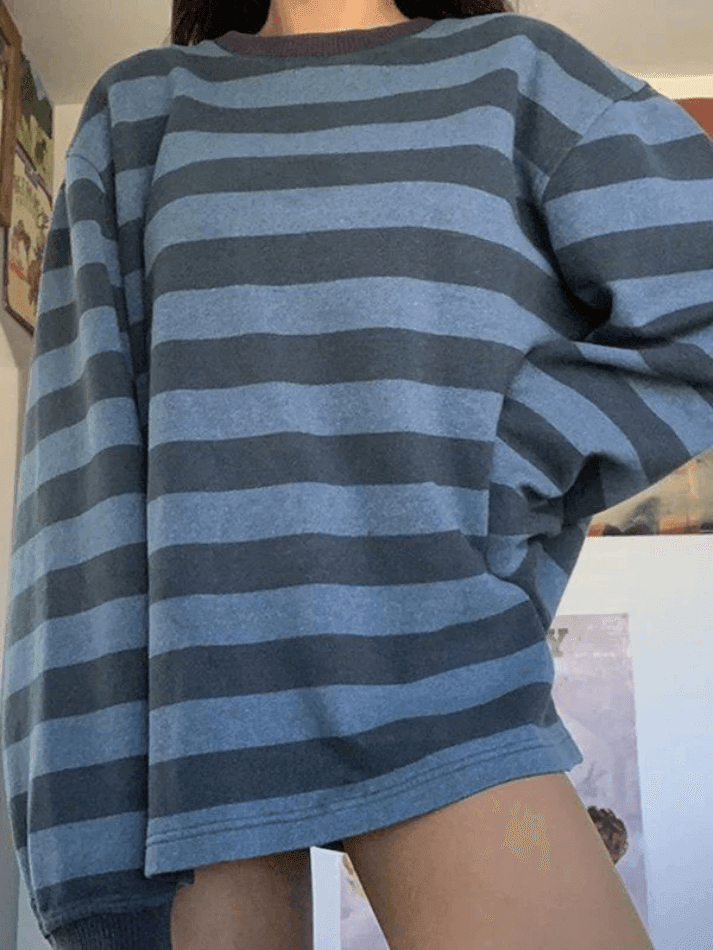Vintage Striped Pullover Sweatshirt Sweatshirts & Hoodies L Main image