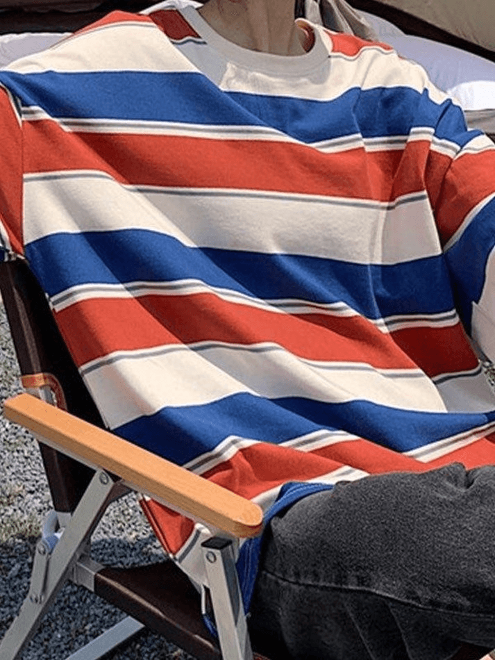 Vintage Striped Pullover Sweatshirt Sweatshirts & Hoodies L
