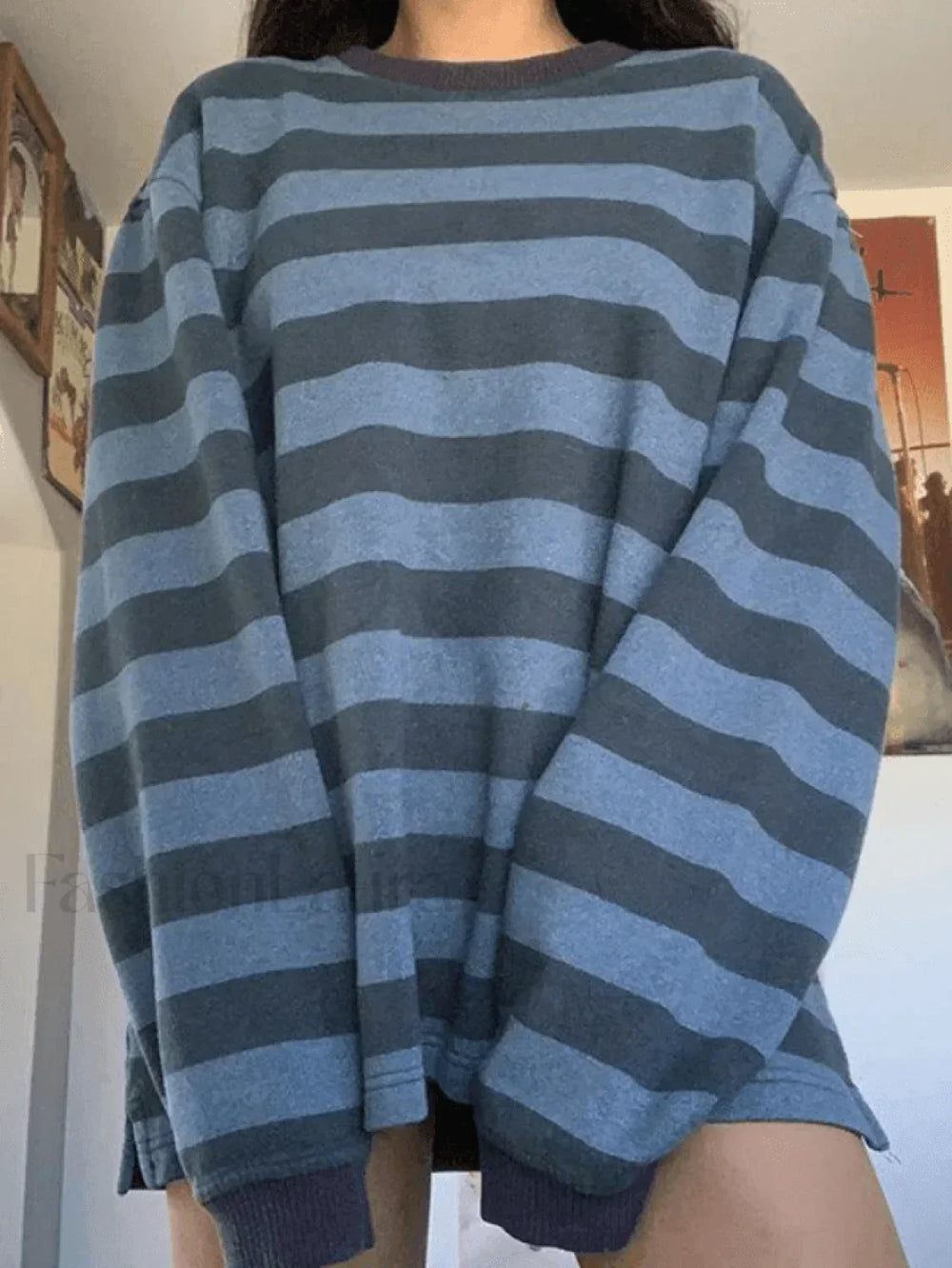Vintage Striped Pullover Sweatshirt Blue / S Sweatshirts & Hoodies L