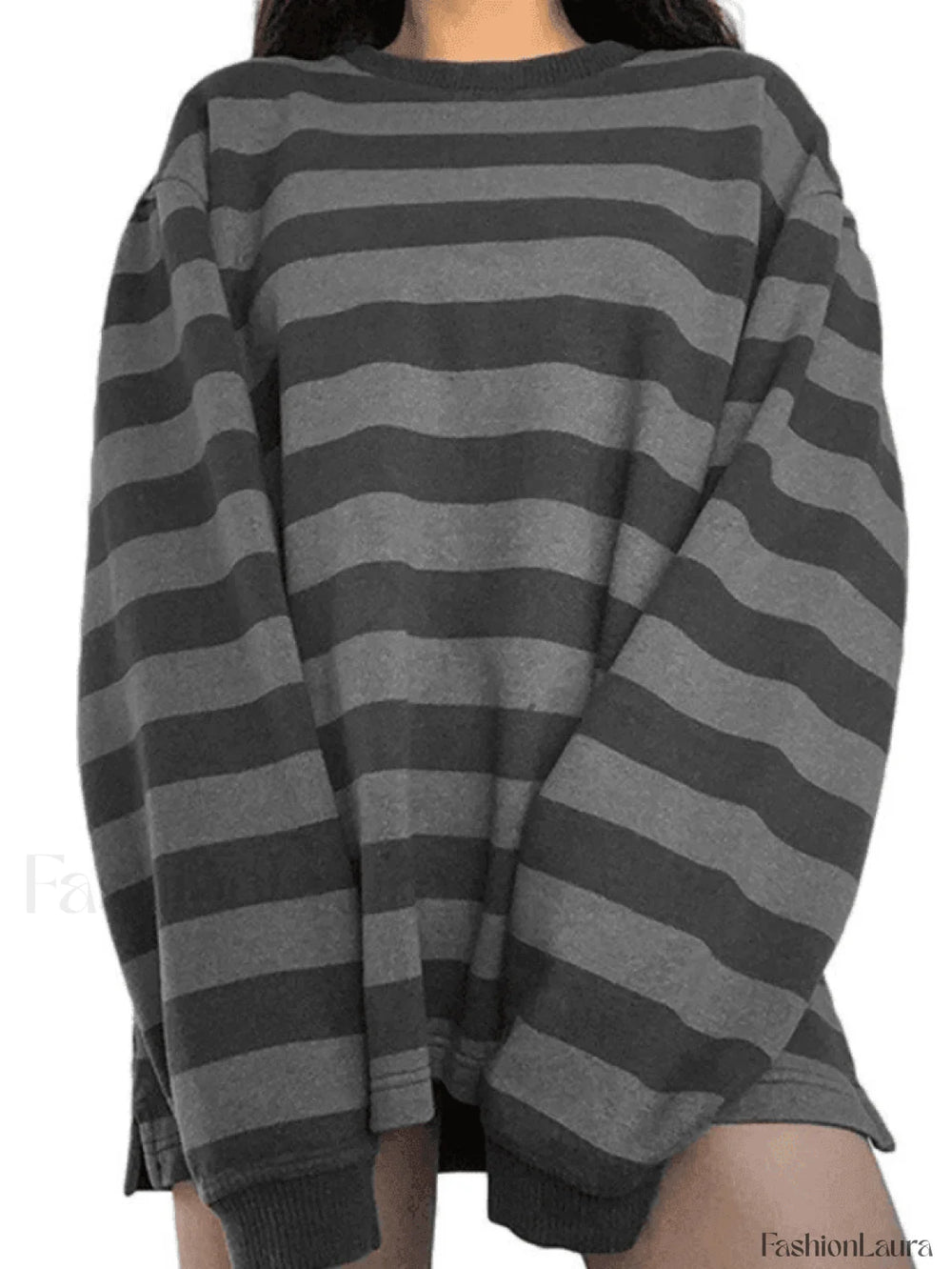Vintage Striped Pullover Sweatshirt Sweatshirts & Hoodies L