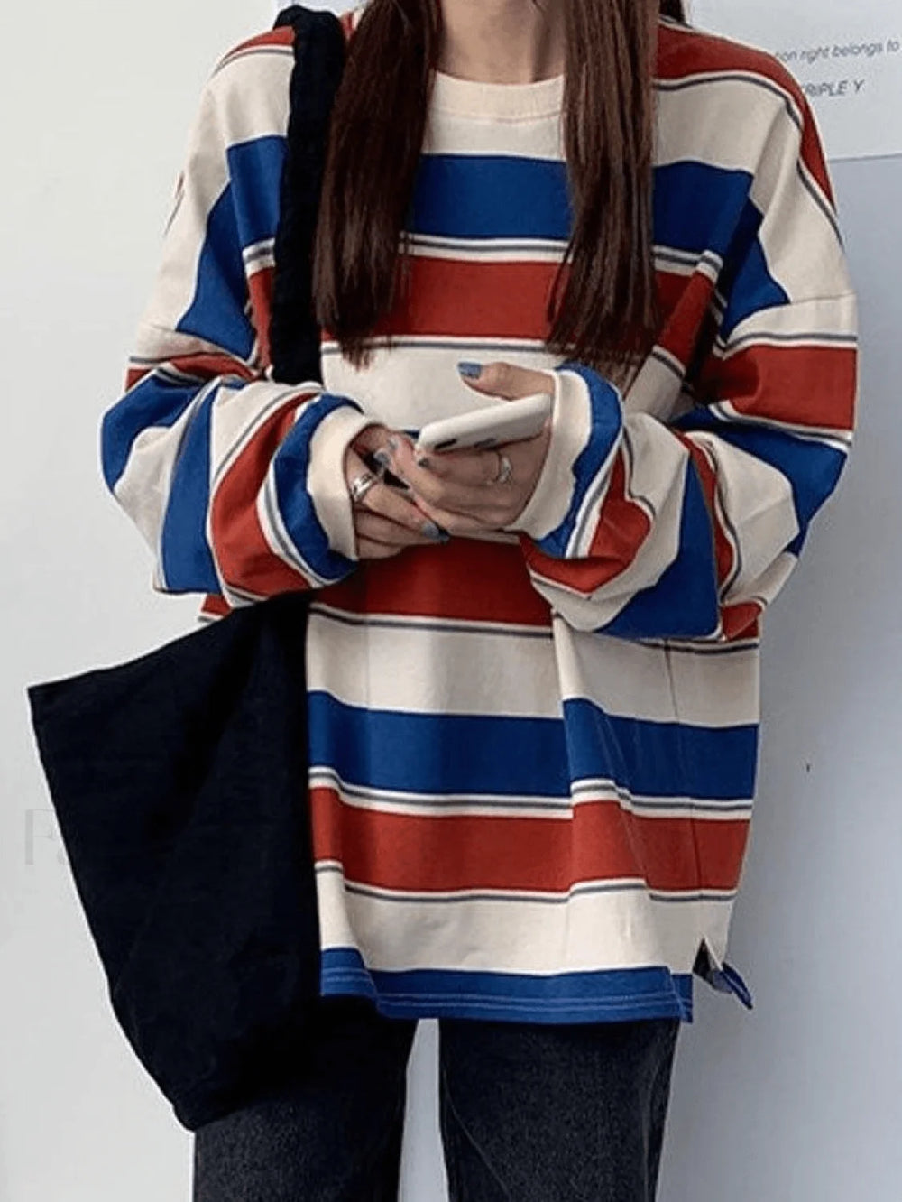 Vintage Striped Pullover Sweatshirt Sweatshirts & Hoodies L